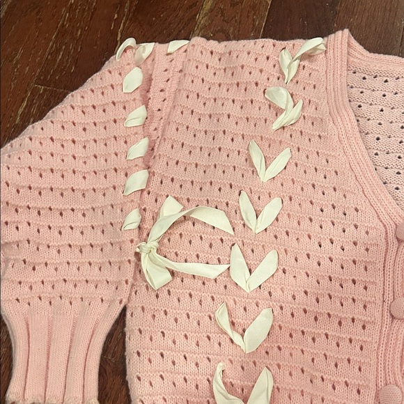 Pink Knit Sweater with Ribbon Details - Picture 2 of 7